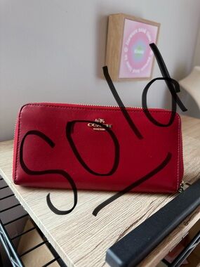 SOLD

Coach Red Leather Zip-Around Wallet with Gold Logo